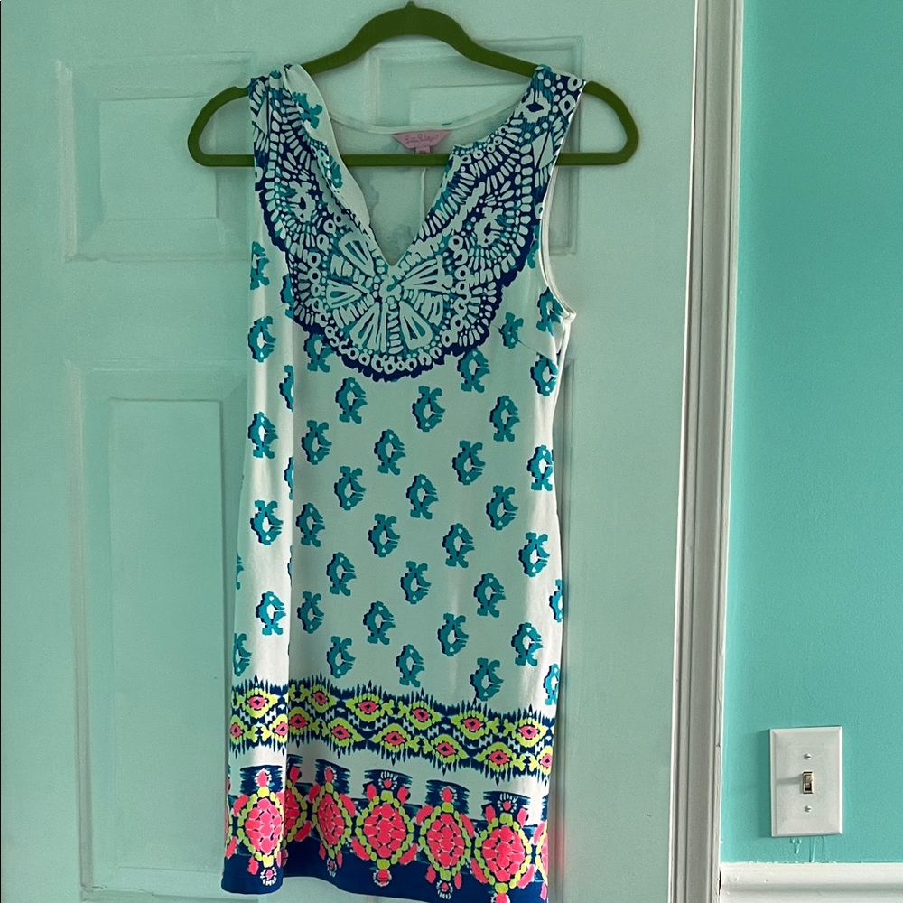 Lilly Pulitzer Harper Shift Vibrant Blue and White Sleeveless Dress